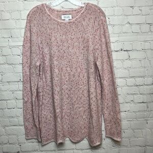 Elle Scalloped Hem Pink Sparkly Sweater Size Large